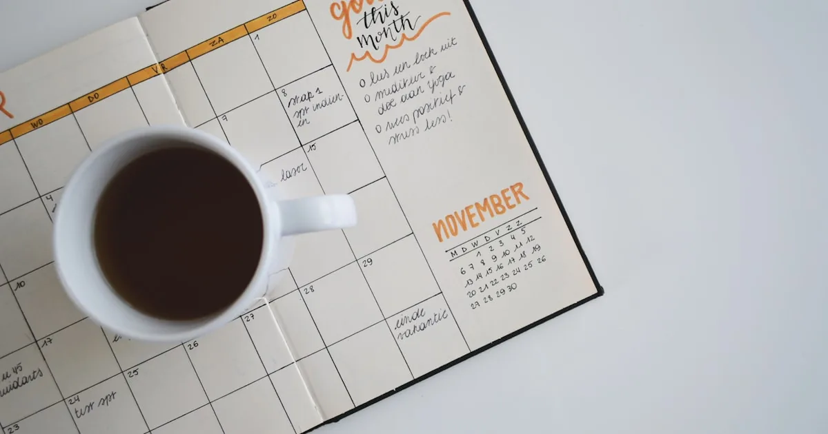 Calendar and planner on a desk, used for a Shopify store launch checklist